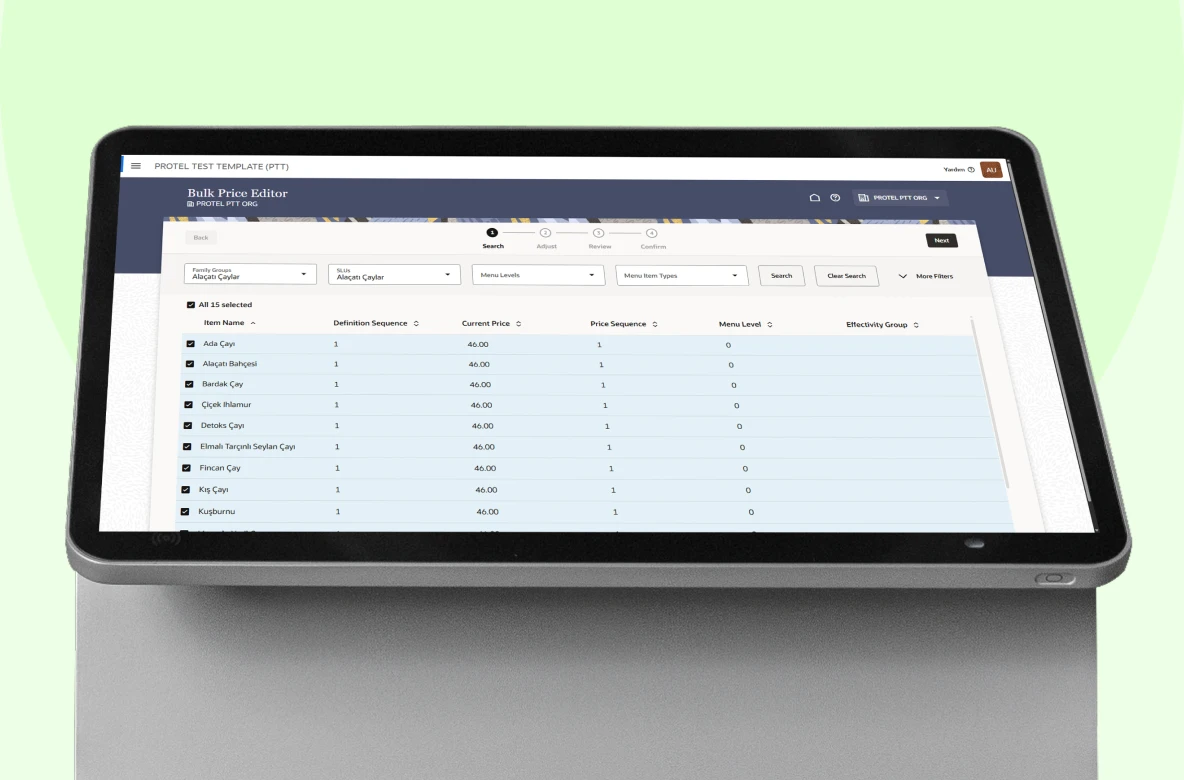 Eski ve yeni fiyatları yan yana görüp onaylama